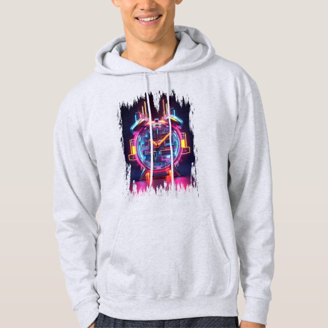 Neon Techno Clock Hoodie (Vorderseite)