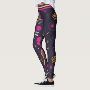 Neon-Tennismuster auf dunklem Hintergrund Leggings