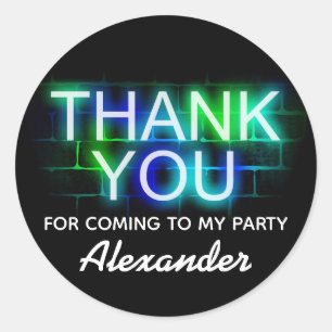 Neon Themed Geburtstagsparty Danke Stickers