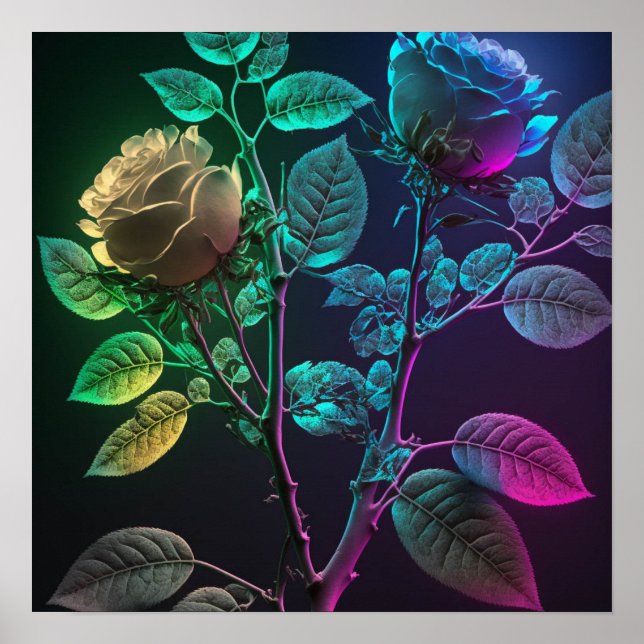 Neon Thorny Rose Poster (Vorne)