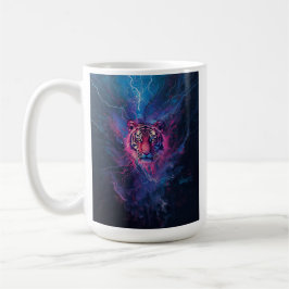 Neon Thunder Tiger Abstract Electric Glow Kaffeetasse