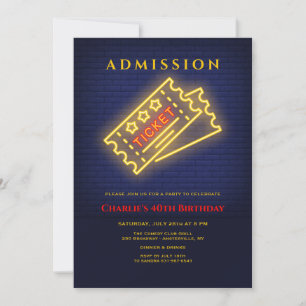 Neon Ticket to Party Einladung