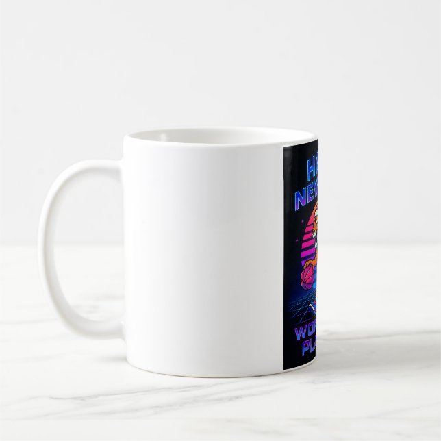 Neon Tiger Happy New Year - Retro 80s Motivational Kaffeetasse (Links)
