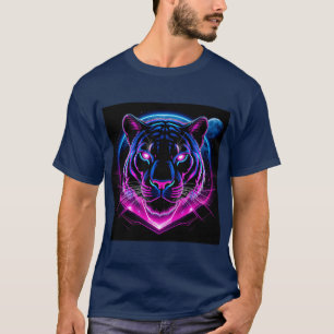 Neon Tiger Illustration mit geometrischen Formen T-Shirt