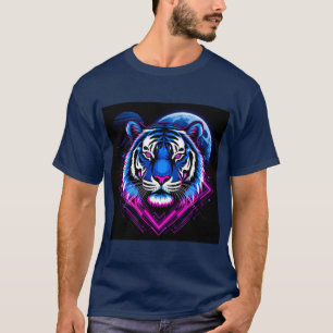 Neon-Tiger-Illustration mit geometrischen Formen T-Shirt