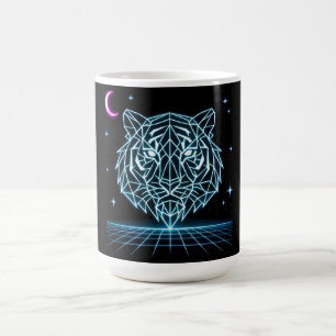 Neon-Tiger-Synthwave – Elektrischer Retro-Striker Kaffeetasse