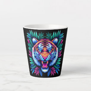 Neon Tiger und Dschungel-Blätter Milchtasse