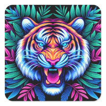 Neon Tiger und Dschungel-Blätter