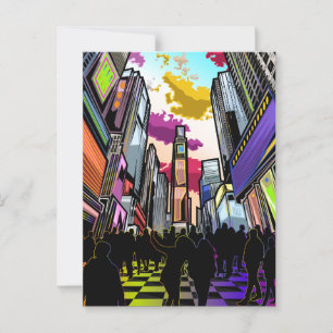 Neon Times Square Abstrakt Art Postcard - NYC at N Postkarte