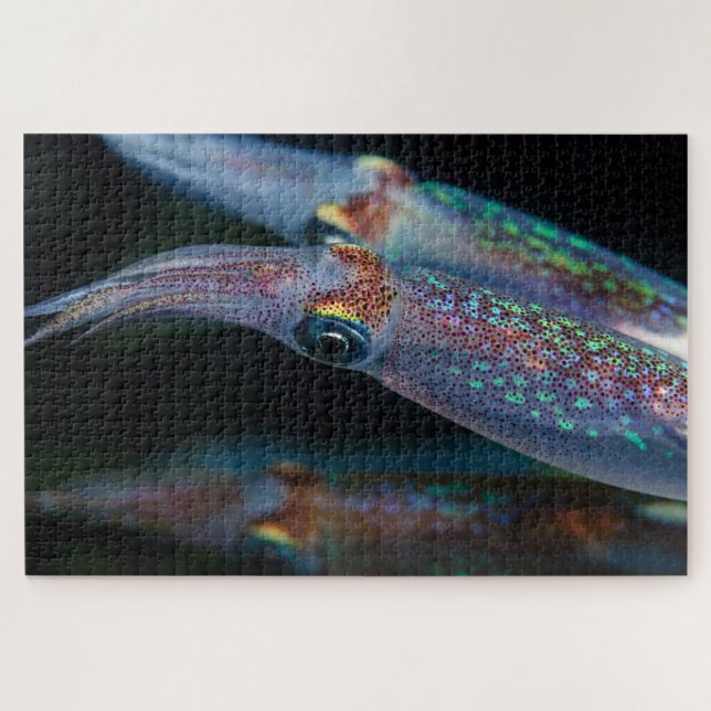Neon Tintenfisch bei Nacht 20"x30" Puzzle (Horizontal)