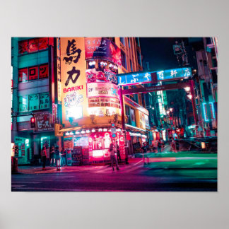 Neon-Tokio-Straßenecke Poster