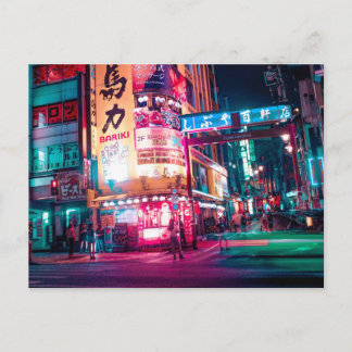Neon-Tokio-Straßenecke Postkarte