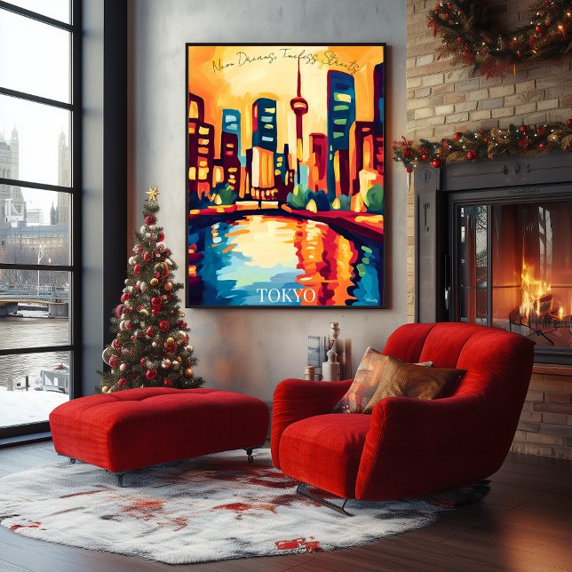 Neon Tokyo Skyline im Abstrakten fauvistischen Sti Poster (Von Creator hochgeladen)