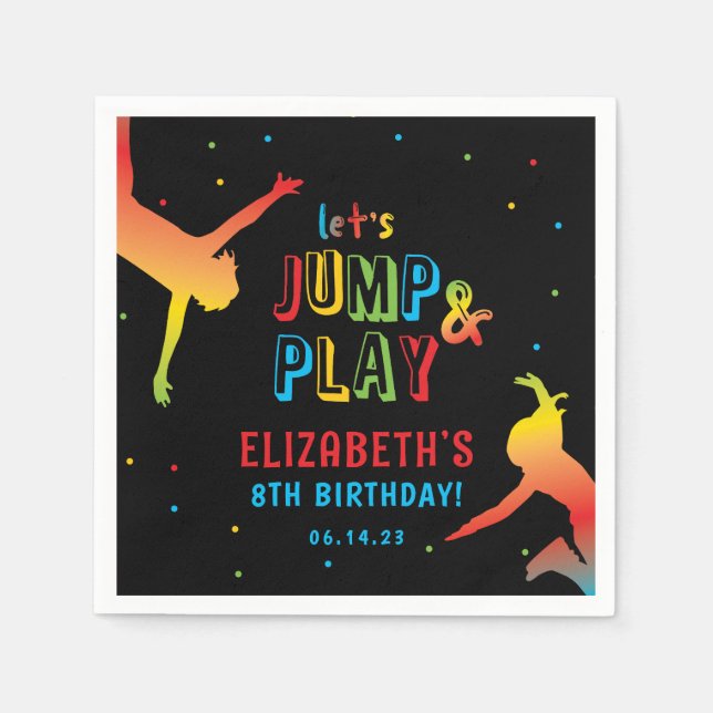 Neon Trampolin Park Kindergeburtstag Party Napkins Serviette (Vorderseite)