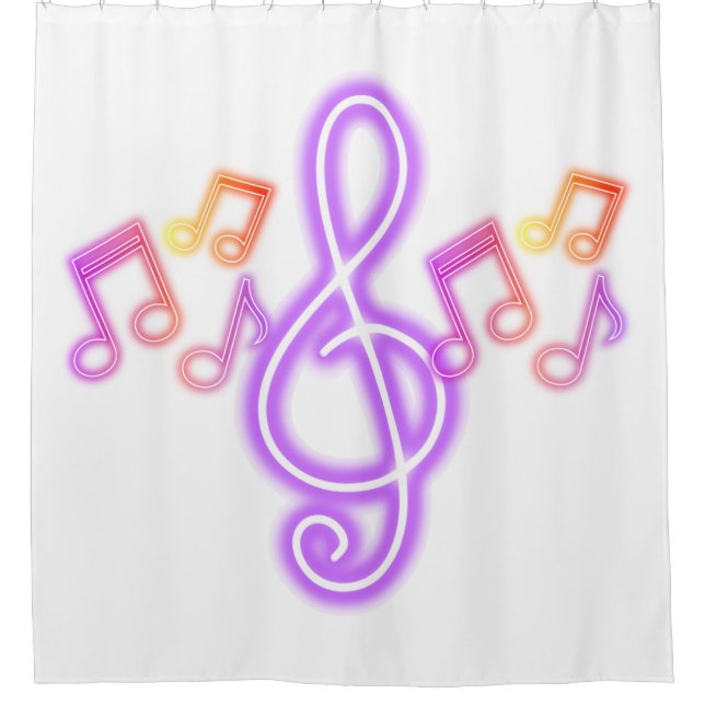 Neon Treble Clef Musiknoten Duschvorhang (Vorderseite)