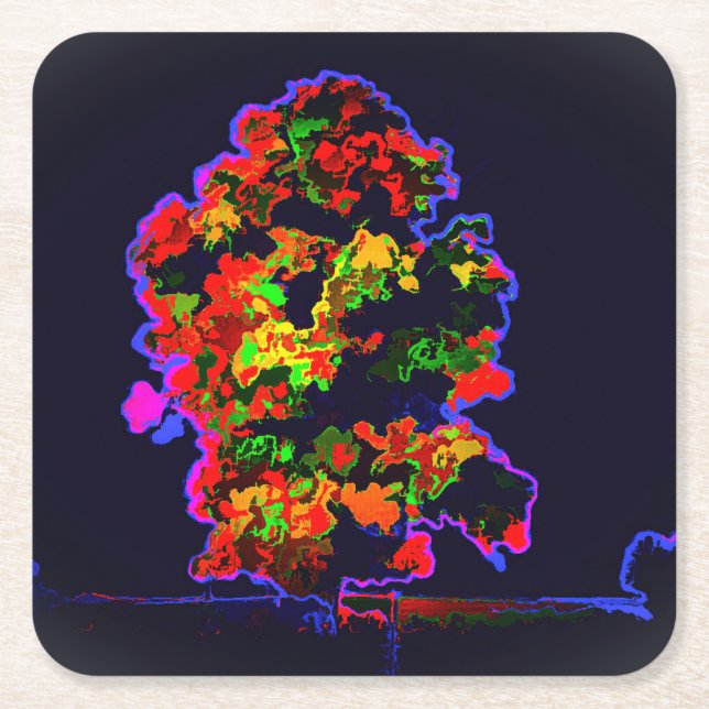 Neon Tree Explosion Rechteckiger Pappuntersetzer (Vorderseite)