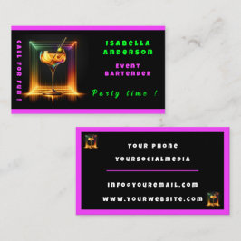 Neon Trendy Party Time Personalisiert Beruflich Visitenkarte