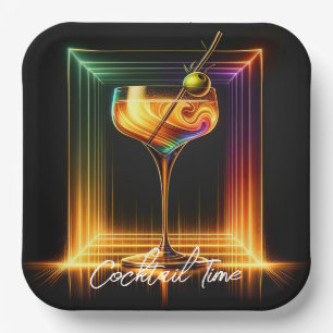 Neon Trendy Party Time Personalisiert Pappteller