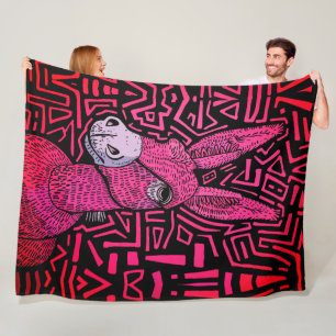 Neon Tribal Donkey - Bold and Psychedelic Wall Art Fleecedecke