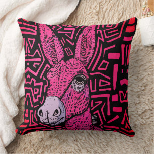 Neon Tribal Donkey - Bold and Psychedelic Wall Art Kissen