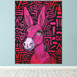 Neon Tribal Donkey - Bold and Psychedelic Wall Art Leinwanddruck