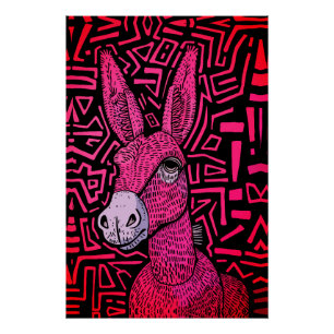 Neon Tribal Donkey - Bold and Psychedelic Wall Art Poster