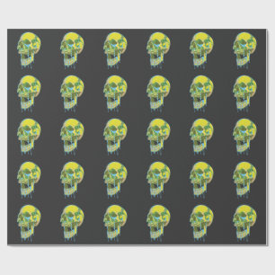 Neon-Tropfende-Schädel-Illustration – Fette Grunge Geschenkpapier
