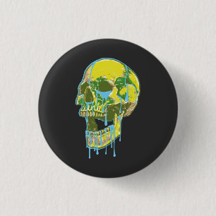 Neon-Tropfender-Schädel-Illustration – Fette Grung Button