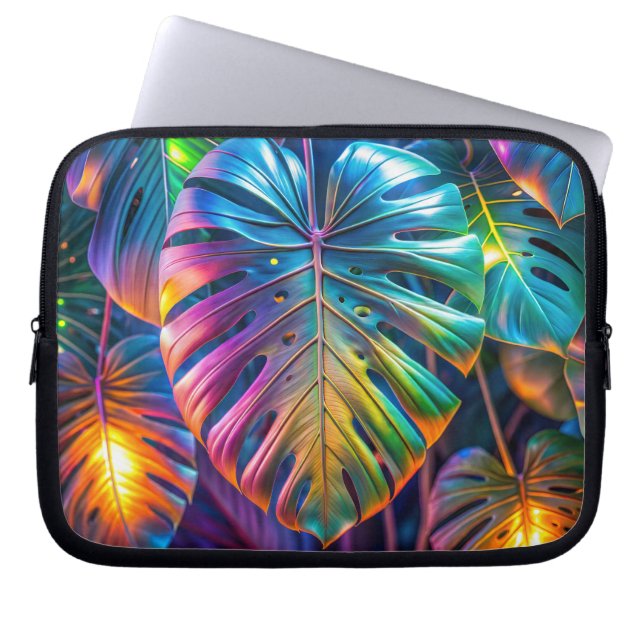 Neon Tropical Blätter Laptopschutzhülle (Vorderseite)
