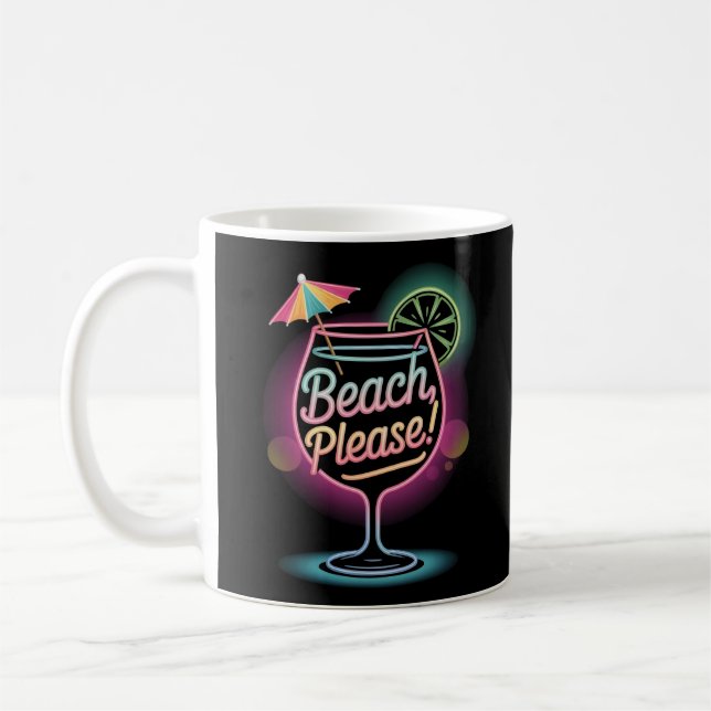 Neon Tropical Cocktail "Beach bitte" Retro Sommer Kaffeetasse (Links)