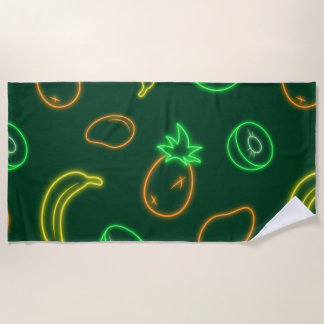 Neon Tropical Fruit Pattern Beach Towel Strandtuch