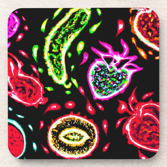 Neon Tropical Obstmuster Art. Jetzt kaufen Getränkeuntersetzer (Vorderseite)