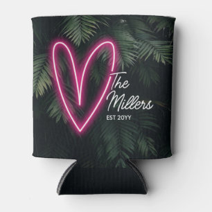 Neon Tropical Palm Liebe Gastgeschenk Hochzeit Dosenkühler