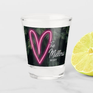 Neon Tropical Palm Liebe Gastgeschenk Hochzeit Schnapsglas