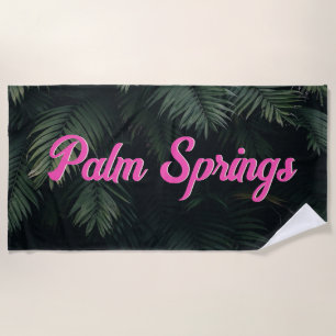 Neon Tropical Palms City Name Bachelorette Strandtuch