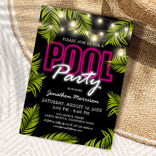 Neon-Tropische-Poolparty-Einladung Einladung
