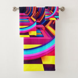 Neon Tunnel Dimensionen Badhandtuch Set