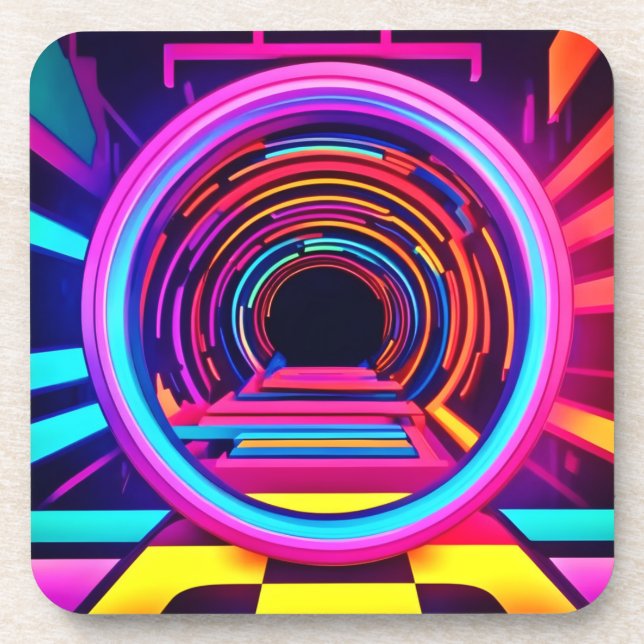 Neon Tunnel Dimensionen Getränkeuntersetzer (Vorderseite)