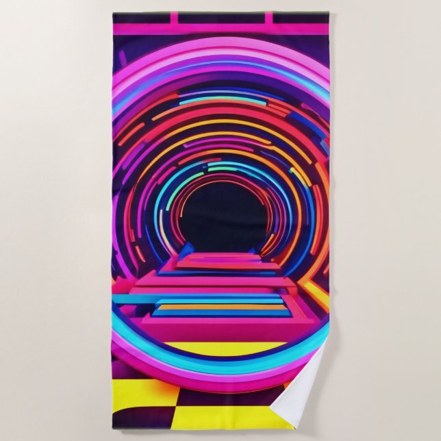 Neon Tunnel Dimensionen Strandtuch (Vorderseite)