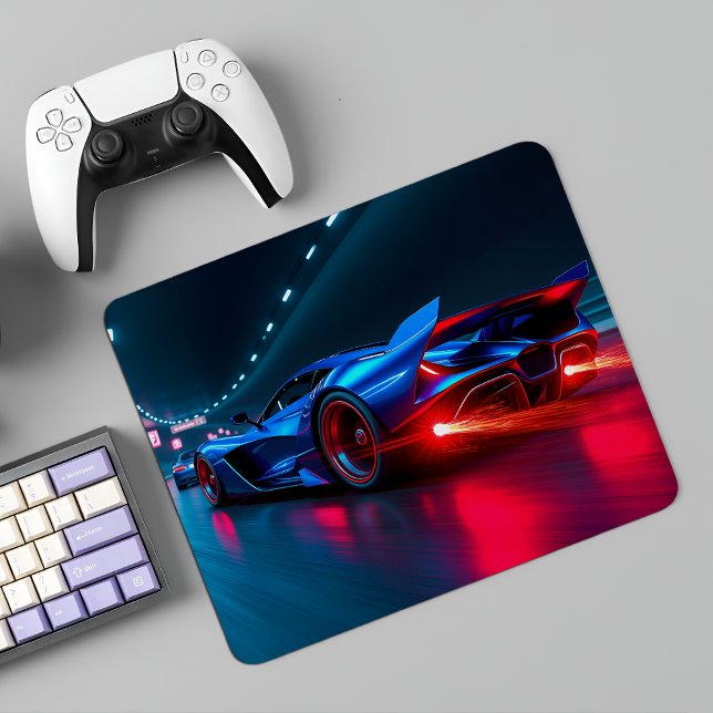 Neon Tunnel Racer: Hochgeschwindigkeits-Hypercar Mousepad (Von Creator hochgeladen)