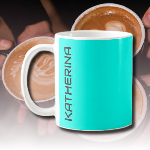 Neon Türkis Solid Color   Klassisches Personalisie Kaffeetasse