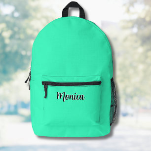 Neon Türkis und Schwarzer 3D personalisierter Name Bedruckter Rucksack