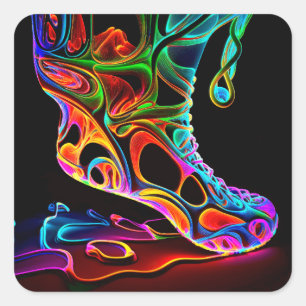 Neon Turnschuh Quadratischer Aufkleber