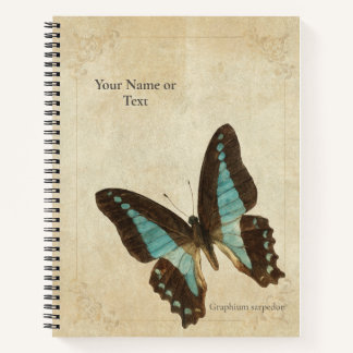 Neon Turquoise Blue Triangle Butterfly Notizbuch