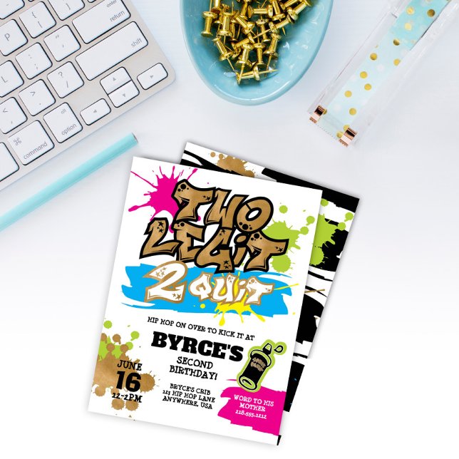 Neon Two Legit zum 2. Geburtstag Einladung beenden (Von Creator hochgeladen)