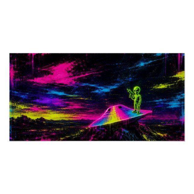 Neon-UFO-Absturz Poster (Vorderseite)