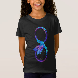 Neon-Unendlichkeitssymbol mit leuchtendem Kolibri T-Shirt