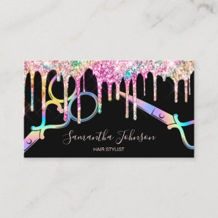 Neon Unicorn Holographic Hairstylist Friseur B Visitenkarte