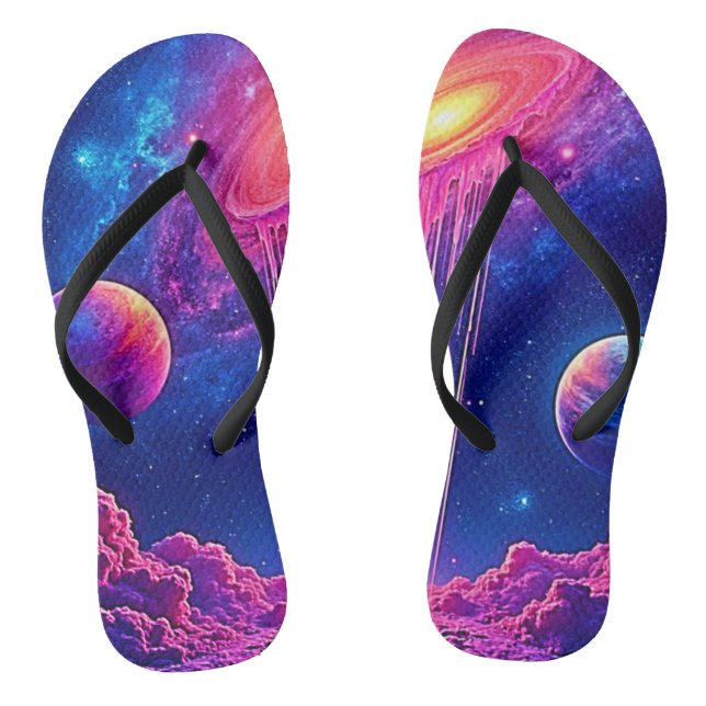 Neon-Universum: Triefender Sternenlicht Flip Flops (Fußbett)