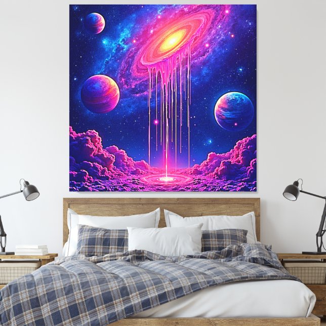 Neon-Universum: Triefender Sternenlicht Leinwanddruck (Insitu (Schlafzimmer))